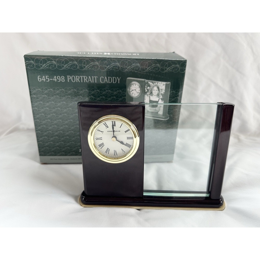 Howard Miller Portrait Caddy 3.5x5 Photo Rosewood Finish‎ Quartz Clock 645-498